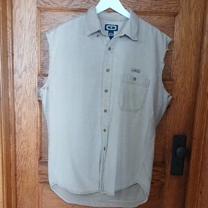 Men's Tan Sleeveless Jacket with Deer Print